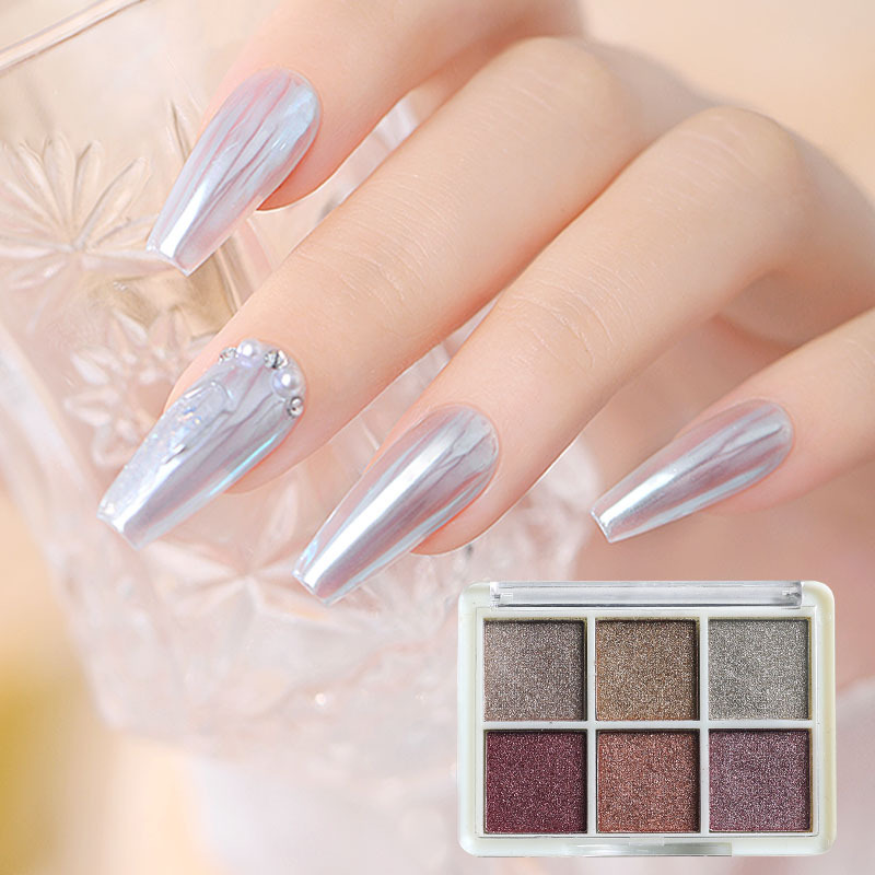 Polvo mágico de espejo, polvo de brillo plateado aurora, polvo de luz de luna, polvo mágico sólido de espejo, polvo de espejo, polvo camaleón, polvo de sombra de ojos, polvo aurora