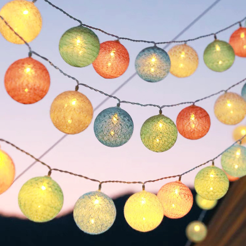 Led Cotton Ball String Lights for Instagram-Famous Girls' Rooms, Christmas, Children's Tents, Birthday, Camping Atmosphere Decoration Lights
