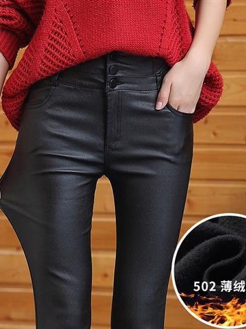 Pantalones de cuero mate para mujer, novedad de verano 2026, leggings de cintura alta versátiles y ajustados, pantalones delgados que estilizan la figura. image 5
