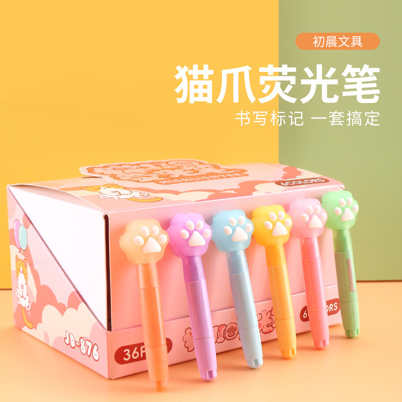 First Morning Cute Cat Claw Highlighter Student Key Line Colorful Marker Pen Kidsren's Graffiti Notebook Pen