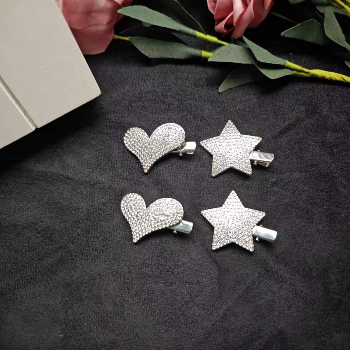 Simple Love hairpin fashionable all-match five-pointed star full diamond side clip New light luxury exquisite forehead broken hairpin for women