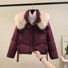 冬季欧货黑色棉服外套女小个子2024新款感时尚大毛领短款棉袄