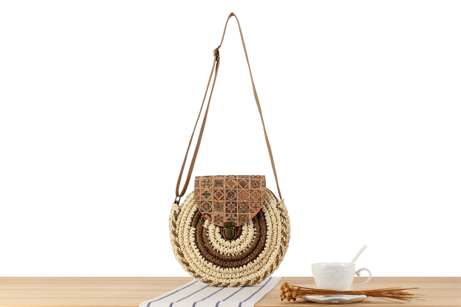 Weave Fashion Element Women's Vacation Beach Solid Color Paper Shopping Bags