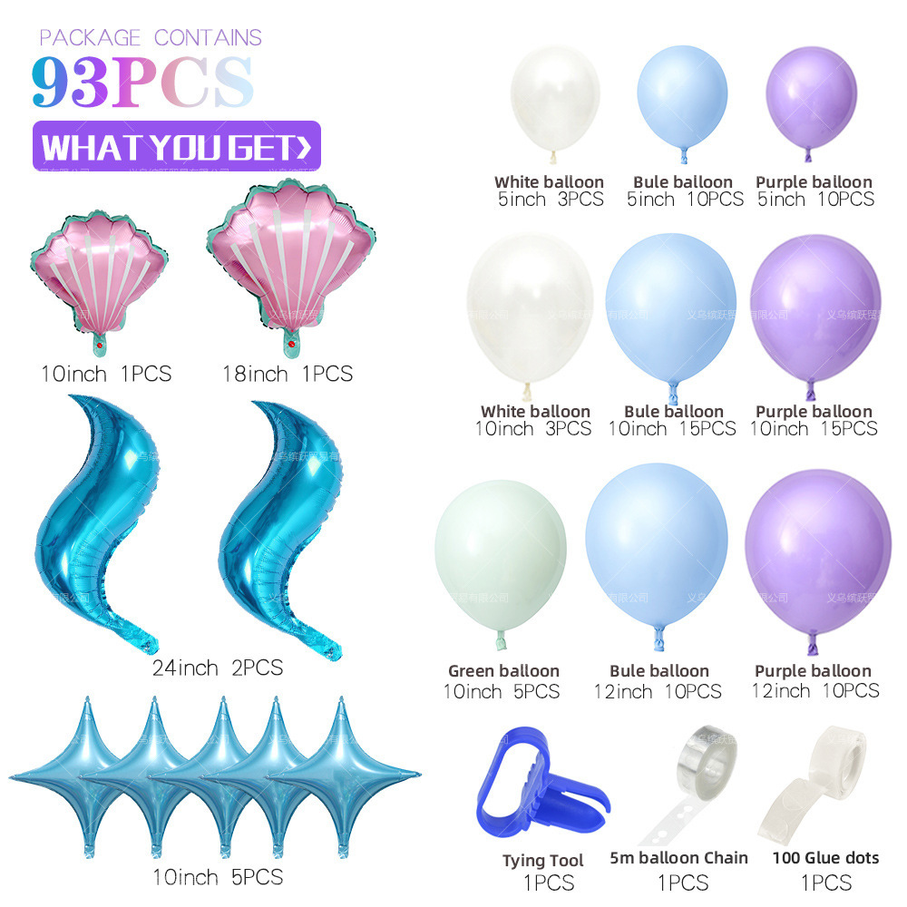 Emulsion, Cloth Material Birthday Festival Birthday Mermaid Fish Fish Tail Emulsion Cloth Party Banner Balloon Ball Party Supplies Balloons