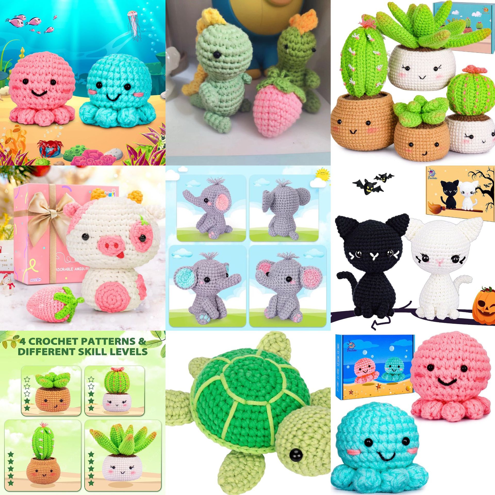 동물 코바늘 인형 만들기 DIY 뜨개질 재료 키트