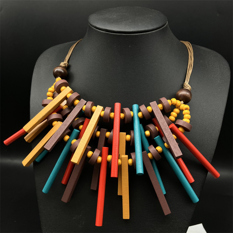 Necklace Classification Bohemian Geometric Colorful Wood Wholesale Necklace