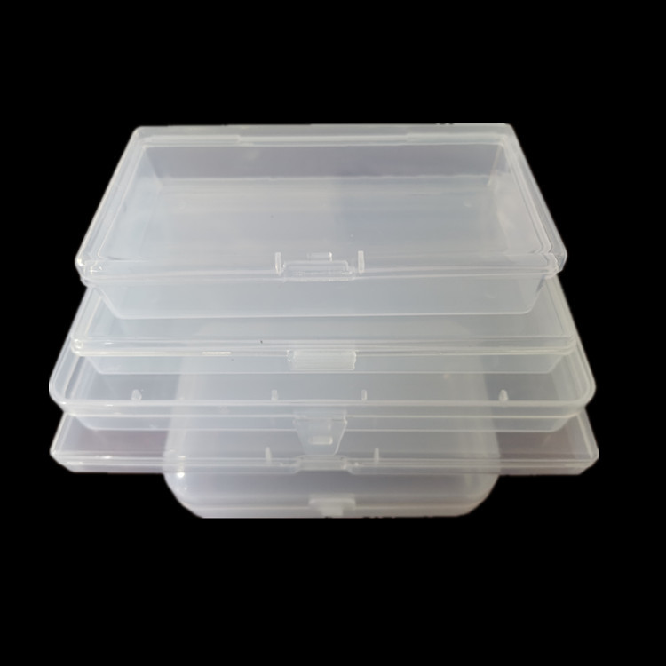 Venta caliente 5 piezas de joyería rectangular transparente con tapa, embalaje, caja de plástico, piezas de caja de almacenamiento de herramientas, caja vacía de PP al por mayor