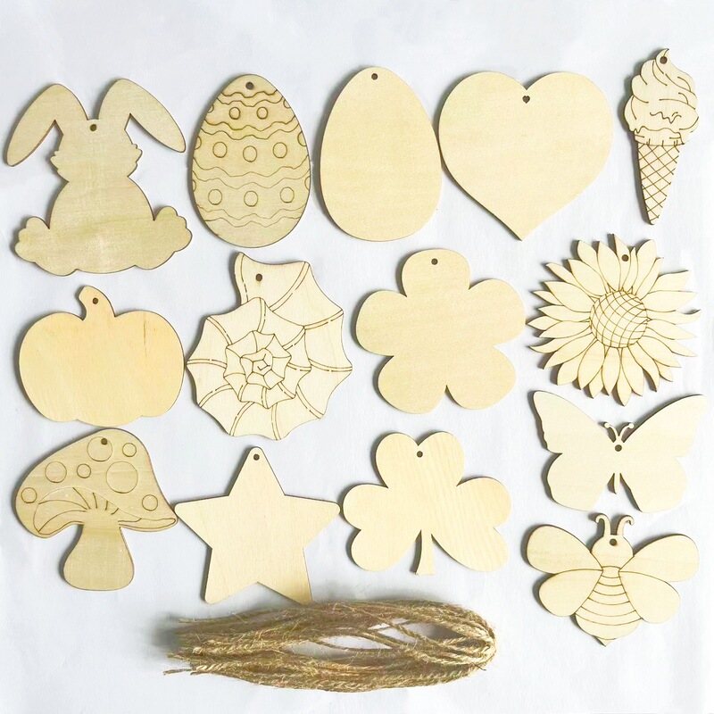 Unfinished Wooden Hollow Home Decoration Listing Blank DIY Easter Christmas Thanksgiving Craft Hanging Ornaments