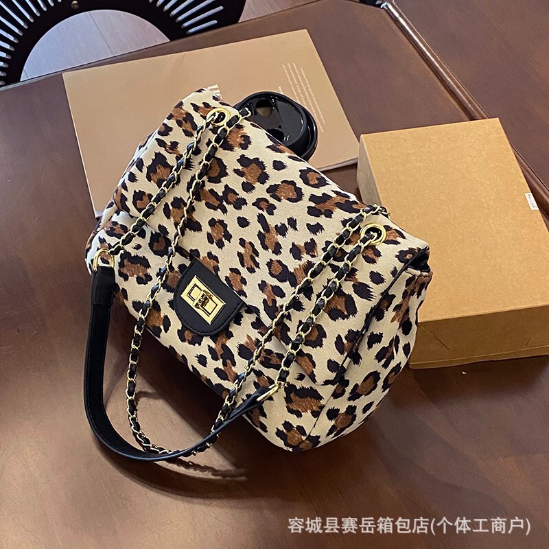时尚百搭豹纹链条包新款日韩潮流单肩包跨境大容量网红百搭斜挎包|undefined