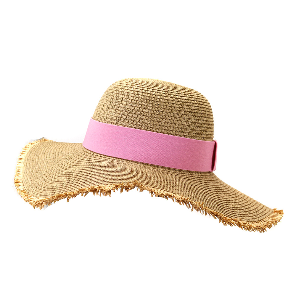 Raw Edge Dome Big Brimmed Straw Hat NSDIT104155