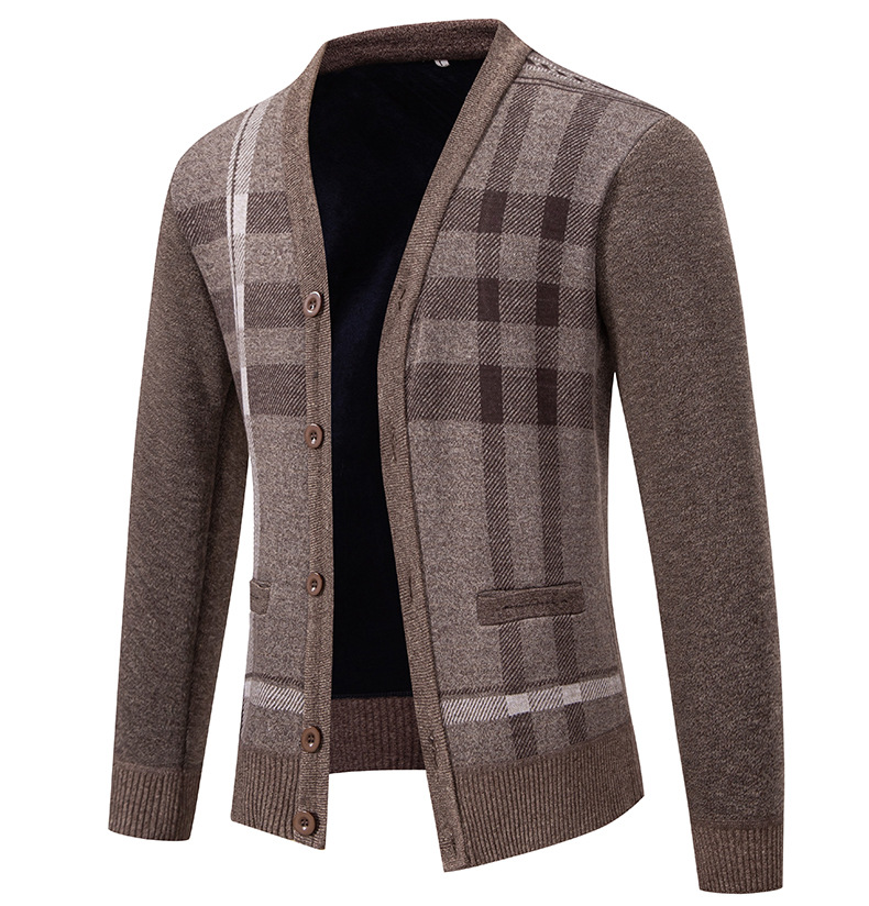 Herren Strickjacke Casual Einfarbig Gefüttert Winterpullover_voghion.com