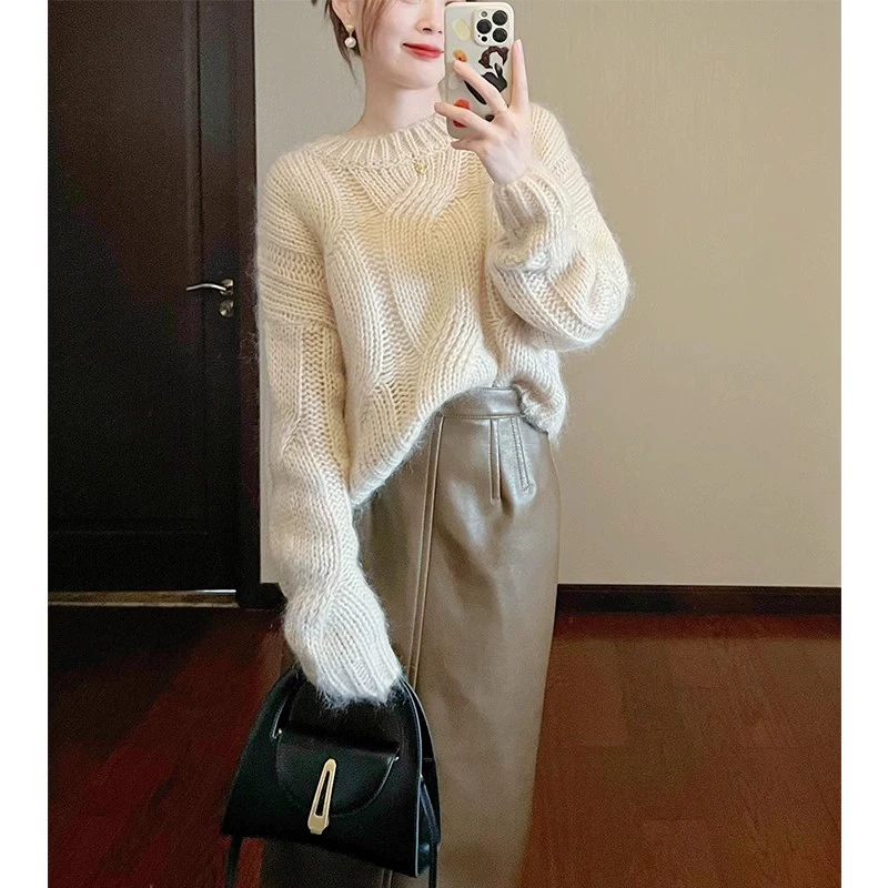 Ультра-красивый топ мохер свитер женский осенний и зимний