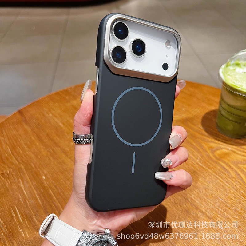 适用iPhone17Promax金甲磨砂磁吸手机壳苹果16镂空按键超薄PC护套|undefined