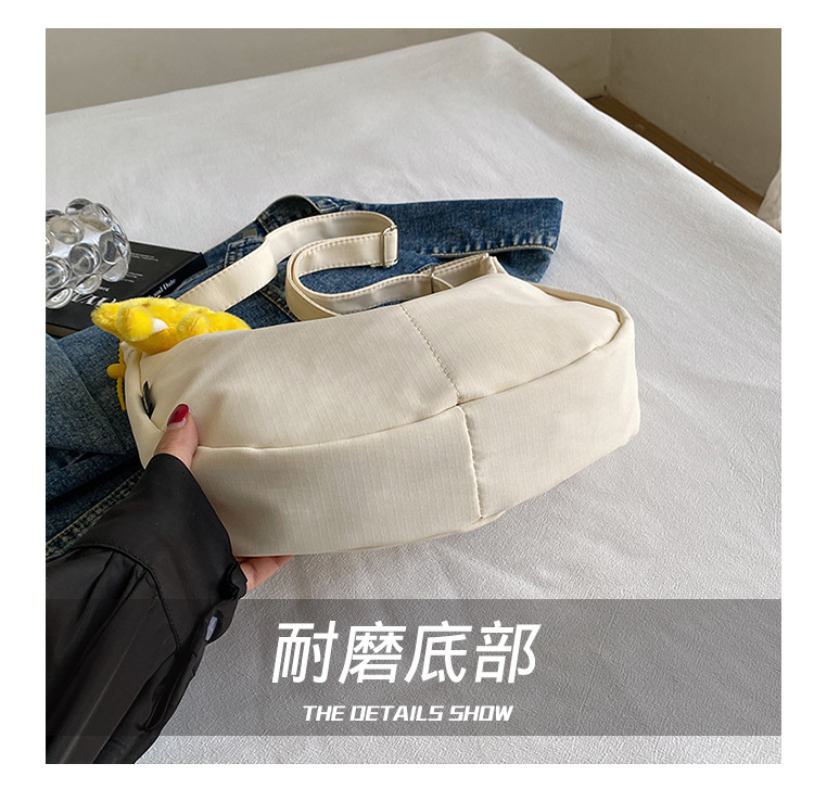 Simple solid-color canvas bag 2024 new style Japanese large-capacity single-shoulder dumpling bag, versatile for school and commuting crossbody bag undefined