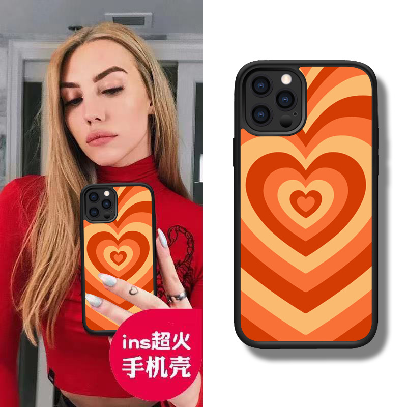 Iphone13/14/15/16 Apple 17Promax Wildflower Orange Heart Soft Edge Anti-Fall All-Inclusive Mobile Phone Case Iphone13/14/15/16 Apple 17Promax Wildflower Orange Heart Soft Edge Anti-Fall All-Inclusive Mobile Phone Case