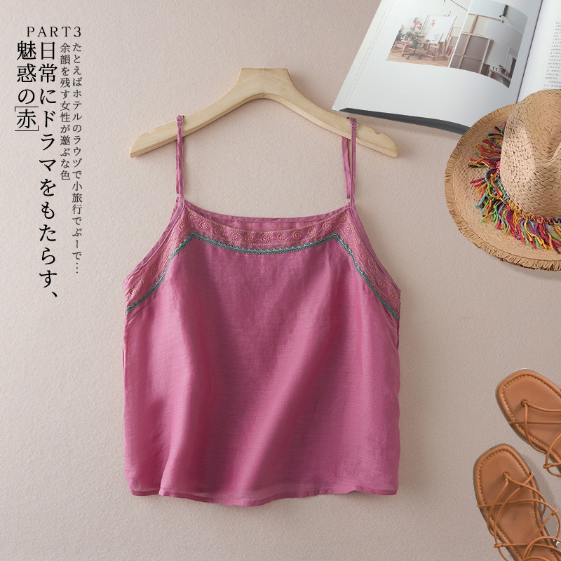 Summer New Cotton and Linen Spliced Organza New Women's Thin Loose Solid Color Camisole Sleeveless Base Layer Summer New Cotton and Linen Spliced Organza New Women's Thin Loose Solid Color Camisole Sleeveless Base Layer