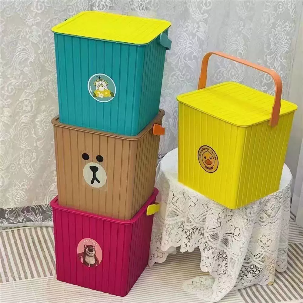 加厚手提方形多用桶小黄鸭收纳桶可坐钓鱼桶带盖储物桶礼品可印字