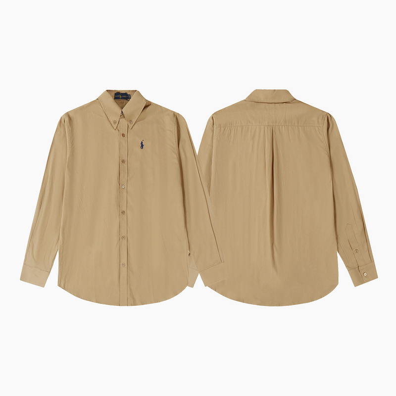 Rl Ralph Lauren Oxford Cloth Shirt War Horse Small Label Embroidered Men's and Women's Retro Style Loose Casual Long-Sleeved Shirt