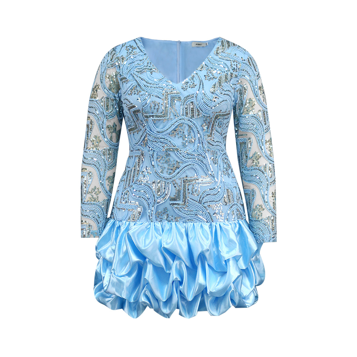 Dámske oblečenie Letné nové flitrované šaty s výstrihom do V Párty vrstvené šaty_voghion.com