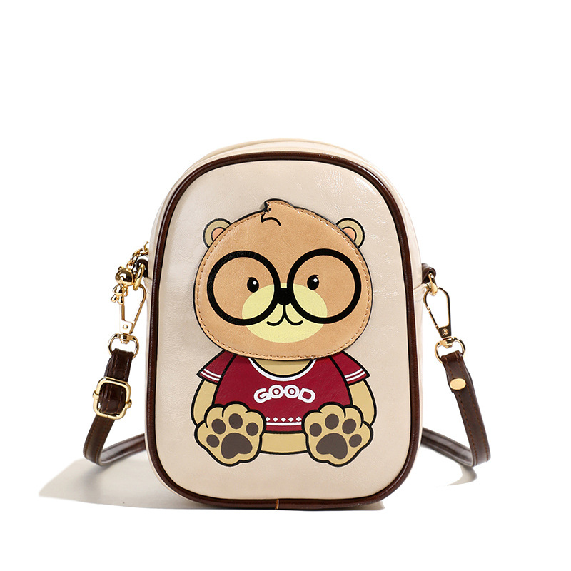 2025 nuevo oso de dibujos animados bolso de teléfono móvil de moda femenina versátil bolso de hombro adorable mini bolso vertical