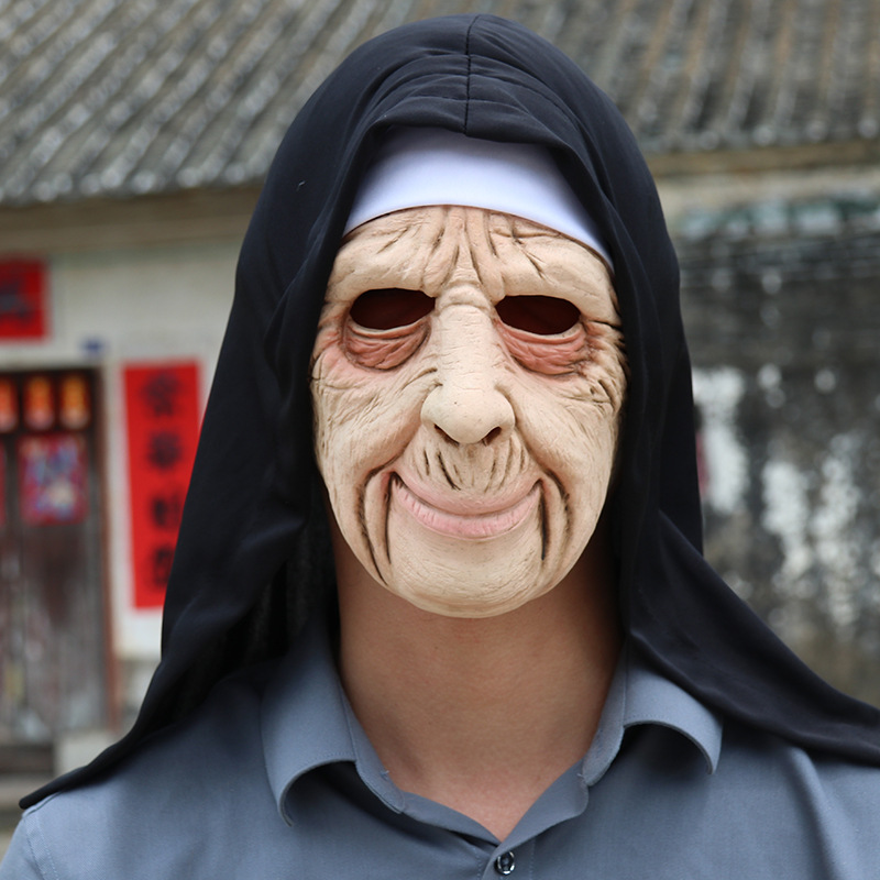 Half-face mask Halloween character play props new old lady latex…