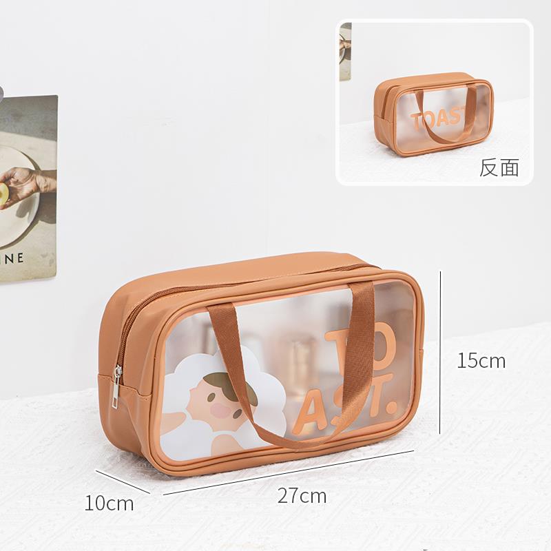 Bolsa de cosméticos de dibujos animados lindo de gran capacidad Pu bolsa de lavado a prueba de agua bolsa de almacenamiento transparente de cosméticos de lavado portátil de viaje