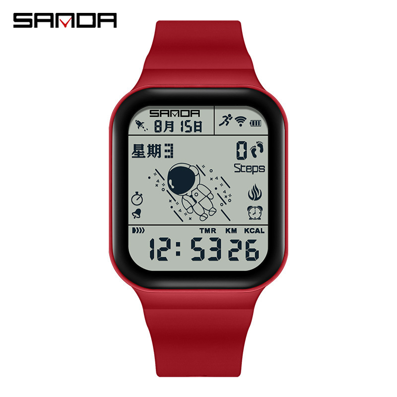 SANDA caloría paso contando reloj electrónico deportes al aire libre impermeable astronauta estudiante juventud reloj 6101