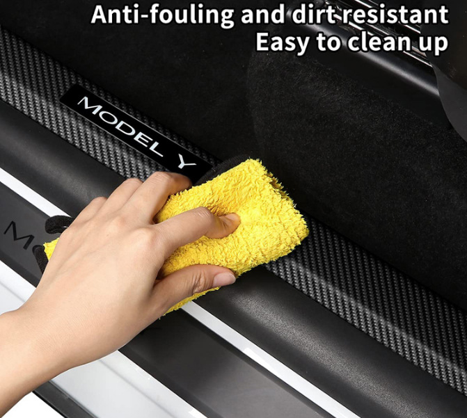 2022-2024 Tesla Model Y Carbon Fiber Door Sill Strips, Custom Anti-Kick Plates, Welcome Pedals, Modification Parts