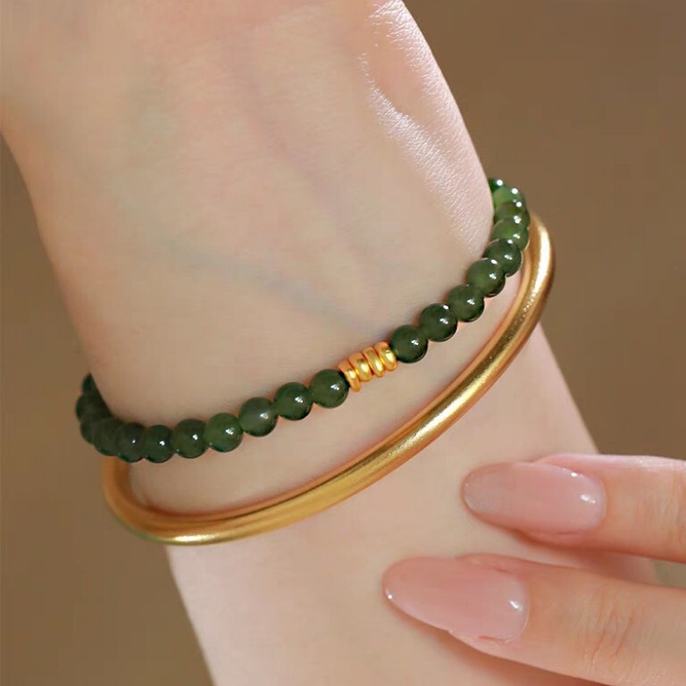 New Internet Celebrant Antique Hetian Jade Bracelet for Girls Niche Exquisite Gradient Ice Break Cool Bracelet Girlfriend Gift