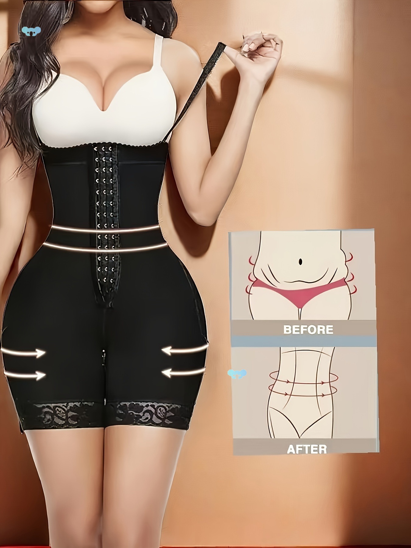 High Waist Body Shaper Shorts With Zipper And Shoulder