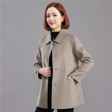 双面尼纯100羊毛大衣女小个洋气妈妈高级感宽松羊毛呢外套PND6001