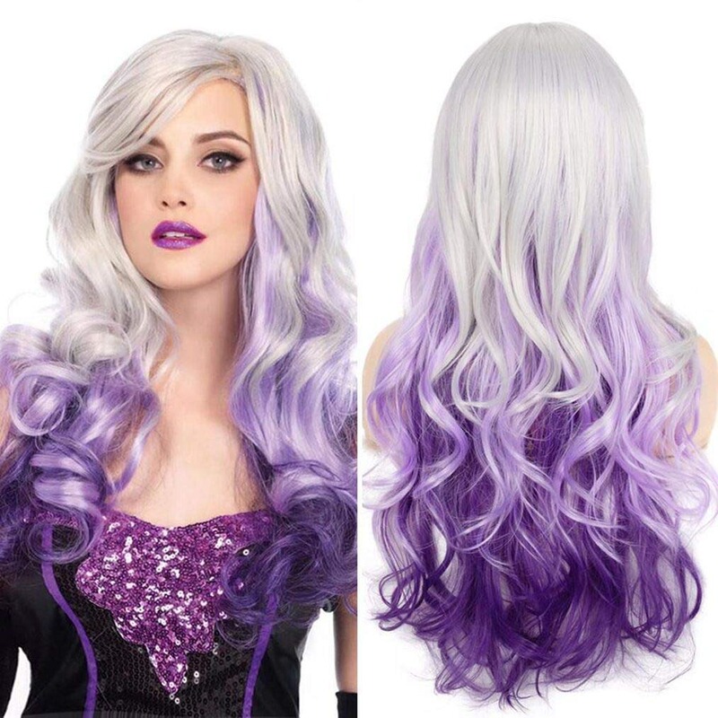 Cross-Border Wig Gradient Big Wavy Long Curly Hair Female Hairwigs Chemical Fiber Front Lace Full Headgear Versatile