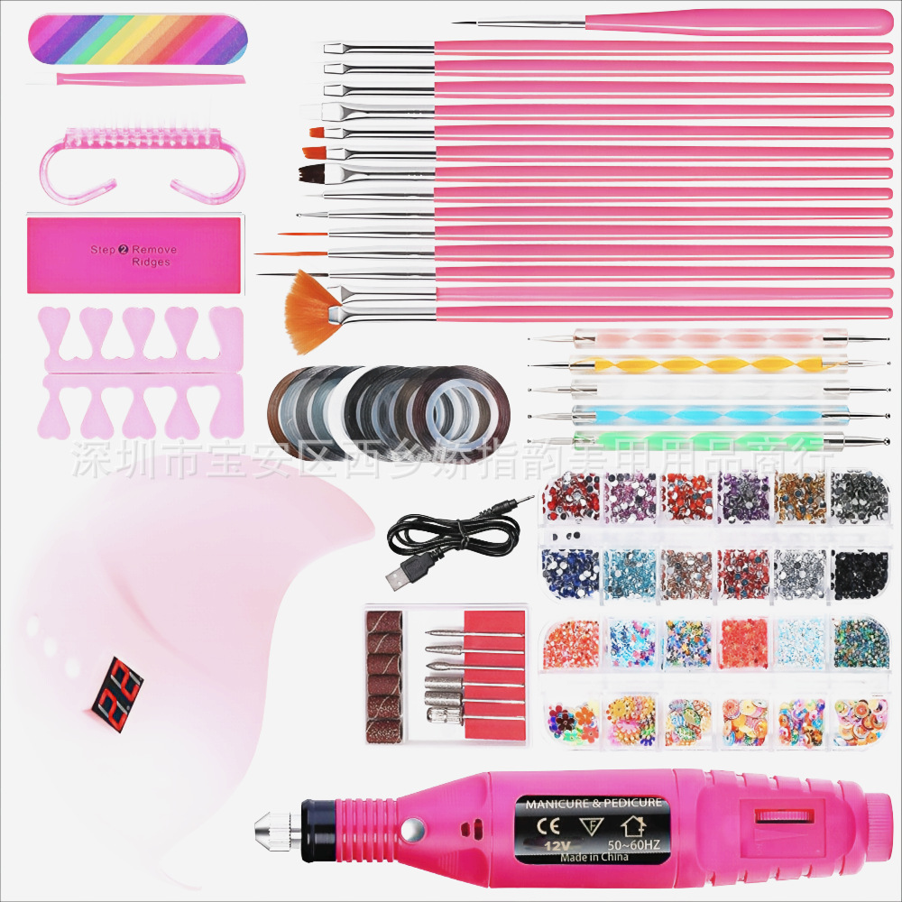 Fabricante explosivo venta directa 12 combinación de herramientas de manicuras conjunto inteligente luz de manicuras USB máquina de manicuras pulida lápiz de manicuras