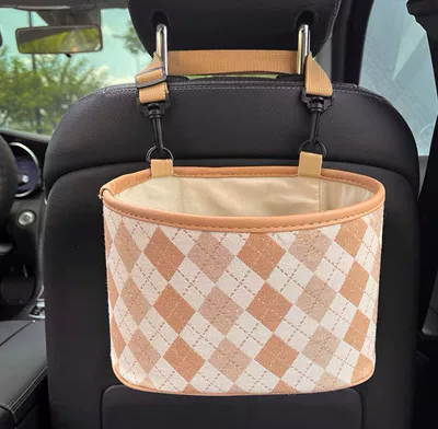 Car seat back storage bag hanging pocket multifunctional storage box car storage bag car interior decoration supplies (Car storage bag/box) - storage-bucket-brown-net-bag
