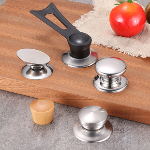 Pot Cover Head Tempered Glass Lid Handle Household Transparent Lid Cap Stainless Steel Wok Stir-frying Pot Handle Accessories