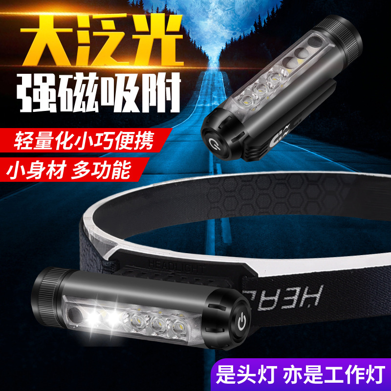 Nuevo LED recargable faro multifuncional magnético luz de trabajo portátil titular de la pluma linterna rojo blanco verde púrpura multi-fuente de luz