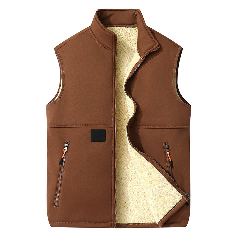 Cross-border Amazon Men's Lamb Wool Stand Collar Vest, Autumn and Winter Fleece-Lined, Warm, Zipper Pocket, Sleeveless Casual Waistcoat Cross-border Amazon Men's Lamb Wool Stand Collar Vest, Autumn and Winter Fleece-Lined, Warm, Zipper Pocket, Sleeveless Casual Waistcoat