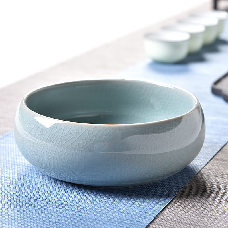 Ceramic Coarse Pottery Tea Wash Basin Large Kung Fu Tea Set Pen Wash Blue and White Accessories Tea Ceremony Six Gentlemen Accessories