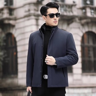 Haining Paike Men's Mink Lined Fur Integrated Short Stand Collar Mink Coat Fur Parka Jacket