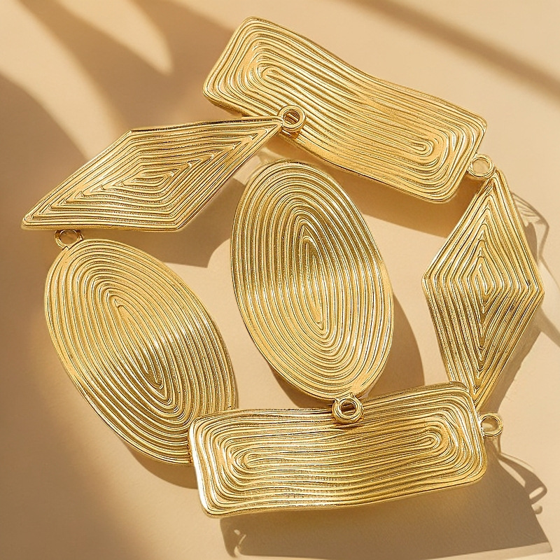 6g Weight PVD Coated Gold Plating Process Pendant Jewelry Making Type 25*47.5mm Jewelry Making Size Real Gold Plated Plating Material 1 Piece 25*47.5mm 304 Stainless Steel PVD Coated Real Gold Plated Geometric Pendant DIY Jewelry Accessories