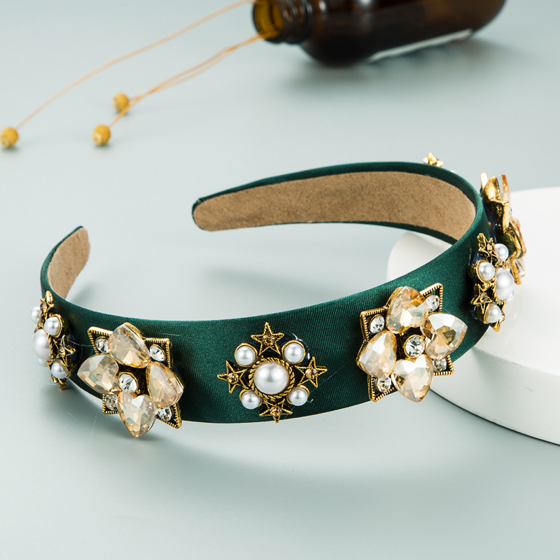 Neue Legierung Eingelegte Perle Strass Blume Stirnband display picture 6