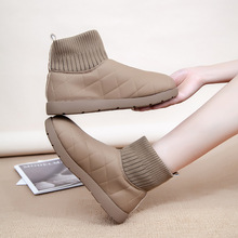 面包雪地靴女冬季新款保暖针织防滑2025加绒加厚棉鞋防水工作棉靴