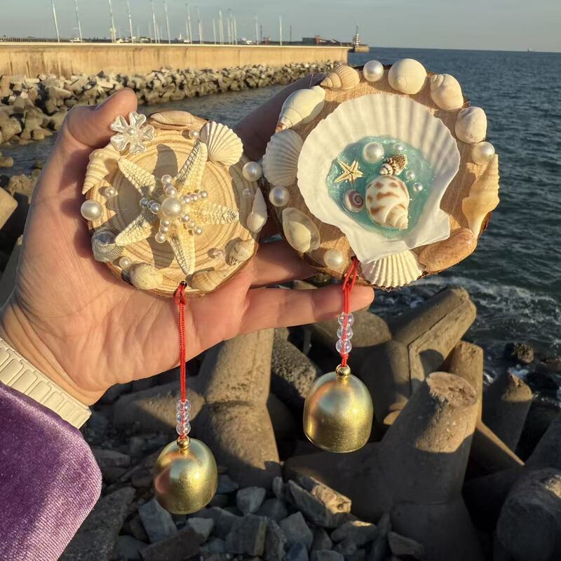 Shell Wind Chime Refrigerator Magnet Creative Handmade Bedroom Living Room Decoration Pendant Travel Commemorative Romantic Seaside Style