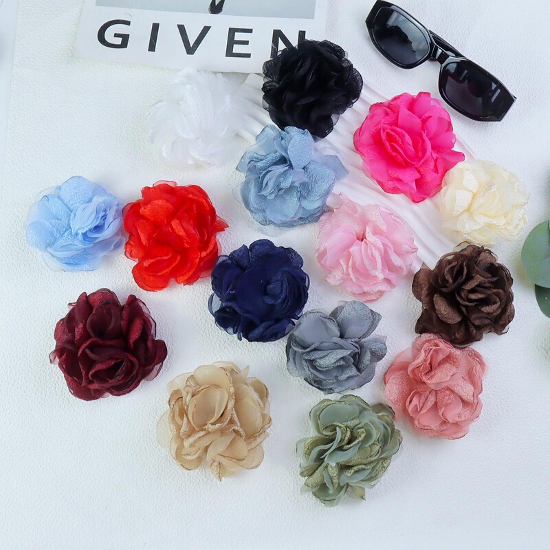9cm Mixed Yarn Flowers, Organza Camellia, Small Daisy, Handmade Flower Accessories, Floral Embellishments, Hand-Woven