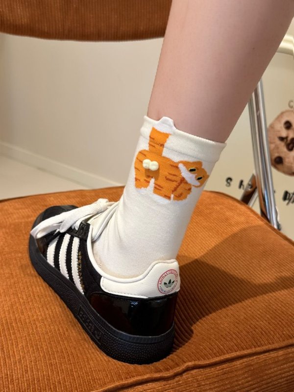 个性可爱卡通猫咪叮叮当蛋蛋袜子女夏季外穿ins日系搞怪中筒长袜|undefined