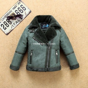 Girls' and Girls' Fur Integrated Western Style Coat Autumn and Winter Girls' Baby Children's Middle and Old Children's fleece-lined Thickened Leather Coat Trendy