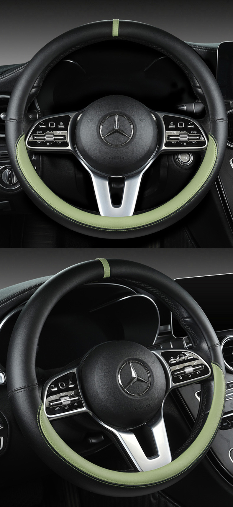 Car Nappa leather color-changing steering wheel cover for all seasons universal men's and women's car handle cover non-slip sweat-absorbent leather cover for all seasons