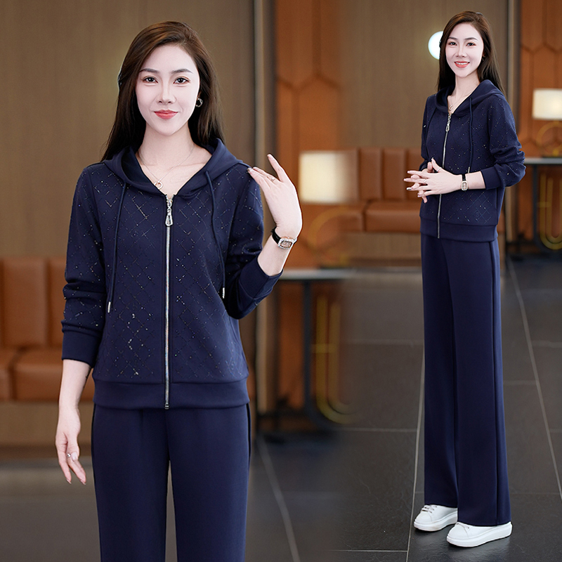 春秋季女款运动服套装2025新款长袖POLO领休闲跑步健身服弹力舒适|undefined