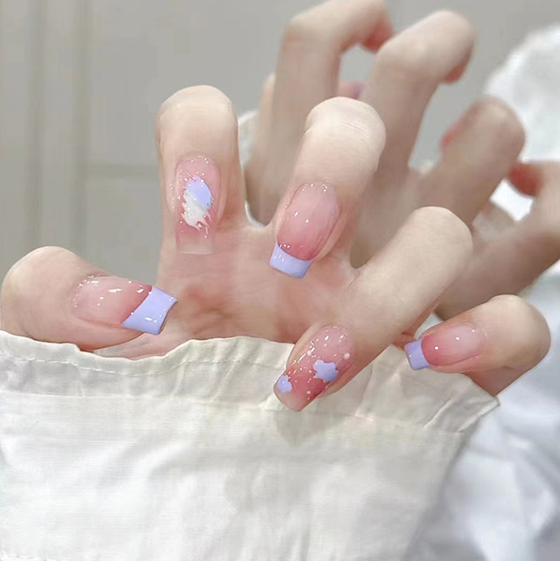 Medium and long printing nail wear nail piece foreign trade sweet removable nail piece small fresh ballet 30 pieces
