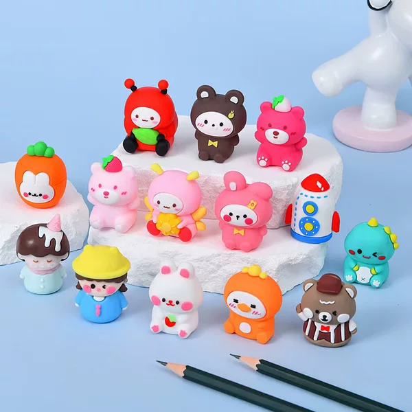 Creative Pencil Sharpener Cartoon Animal Pencil Sharpener Children's Gift Silicone Mini Pencil Sharpener Manual Soft Rubber Pencil Sharpener